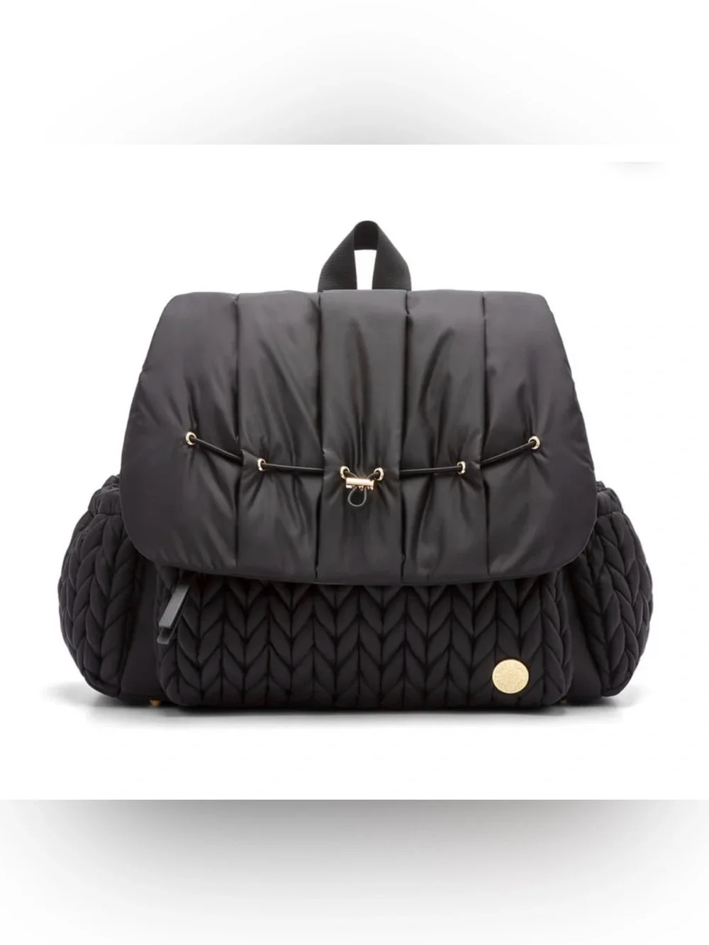 HAPP Black Quilted Diaper Bag Backpack / Convertible Travel Baby Bag